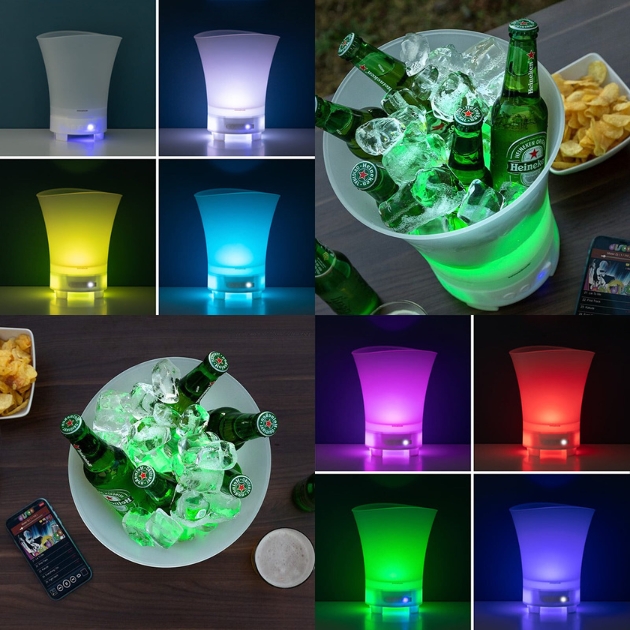 LED RGB Φωτιζόμενη Σαμπανιέρα - Δοχείο Πάγου με Επαναφορτιζόμενο Ηχείο 5W & Bluetooth