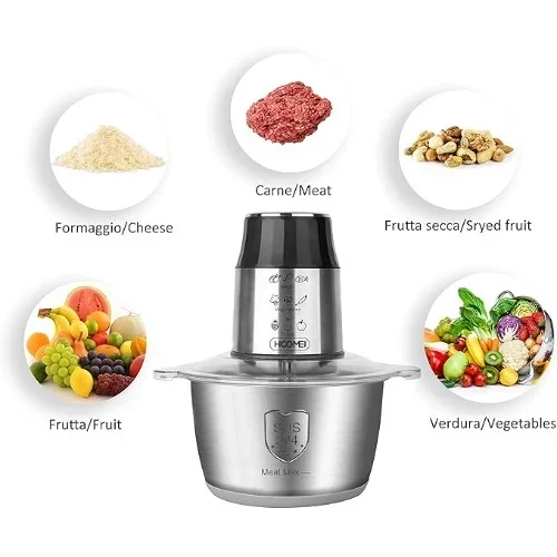 Ηλεκτρικός Κόφτης με 4 λεπίδες Από Ανοξείδωτο Ατσάλι, 2 Ταχυτήτων - 300W Χωρητικότητας 2lt Hoomei
