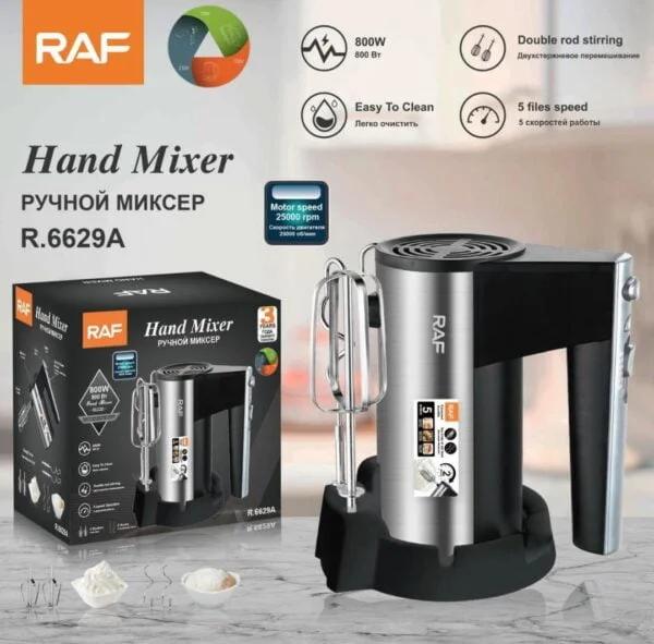 RAF Επιτράπεζιος Ηλεκτρικός Αναδευτήρας-Mixer Χειρός 800W με 5 Ταχύτητες και Λειτουργία Turbo