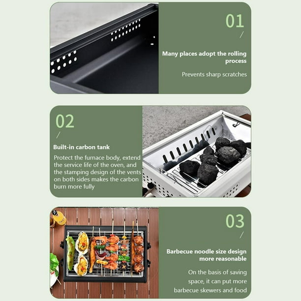 Φορητή Αναδιπλούμενη Ψησταριά Κάρβουνου για BBQ - 475x305x220 mm - KmtStyle