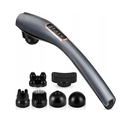 Συσκευή Μασάζ για το Σώμα με Ρυθμιζόμενη Ένταση, Αθόρυβη Λειτουργία και Διαφορετικές Κεφαλές Γκρι