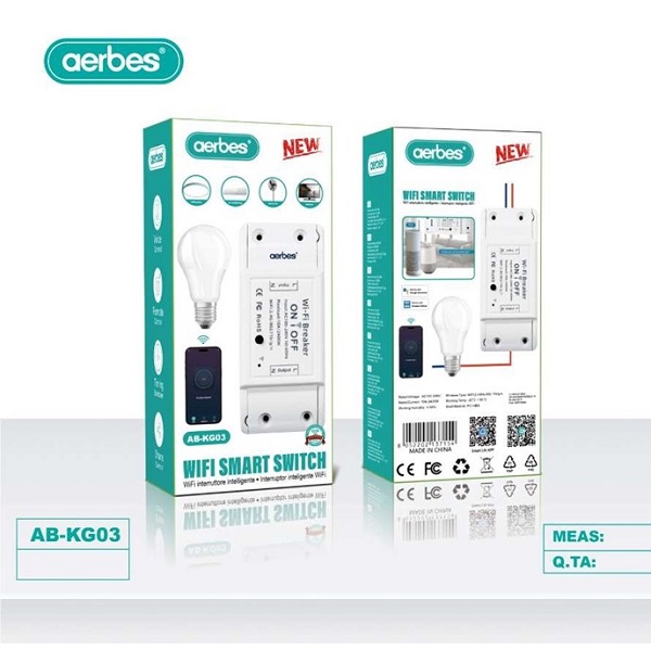 Έξυπνος Διακόπτης WiFi Τηλεχειρισμού Aerbes – Συμβατός με Εφαρμογές Smart Home