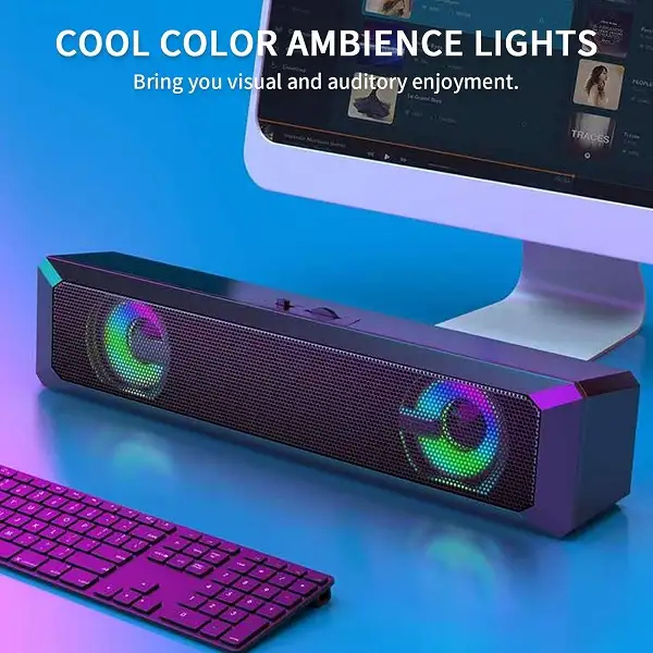 Ασύρματο Ηχείο Bluetooth Soundbar με RGB Φωτισμό για Υπολογιστές & Τηλεοράσεις
