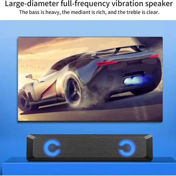 Ασύρματο Ηχείο Bluetooth Soundbar με RGB Φωτισμό για Υπολογιστές & Τηλεοράσεις