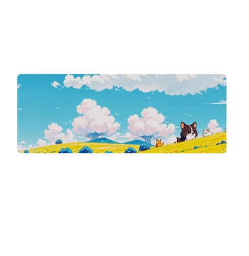 Gaming Mouse Pad με Αντιολισθητική Επιφάνεια 30x80cm Τοπίο με Γάτα