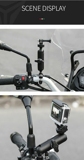 Motowolf Πολυγωνική Βάση Αλουμινίου για Τιμόνι Μηχανής για Action Camera με Ρύθμιση 360 Μοιρών