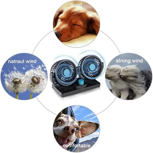 Mini Ανεμιστήρας Αυτοκινήτου με Διπλή Κεφαλή 7W 27 x 16 x 9cm- Hoomei