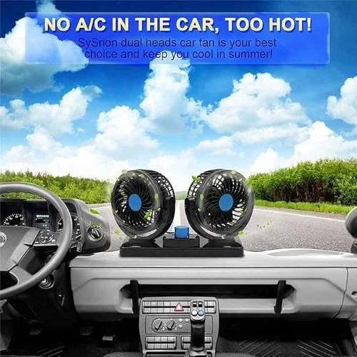Mini Ανεμιστήρας Αυτοκινήτου με Διπλή Κεφαλή 7W 27 x 16 x 9cm- Hoomei