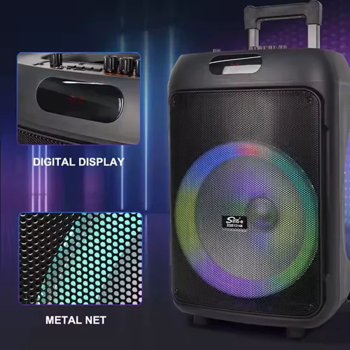 Φορητό Bluetooth Ηχείο Karaoke με 2 Μικρόφωνα, Τηλεχειριστήριο & LED Φωτισμό