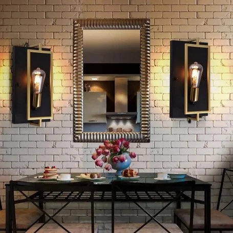 Μεταλλικό Φωτιστικό Τοίχου E27 - Μοντέρνα Απλίκα σε Μαύρο & Χρυσό - Universo 