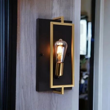 Μεταλλικό Φωτιστικό Τοίχου E27 - Μοντέρνα Απλίκα σε Μαύρο & Χρυσό - Universo 