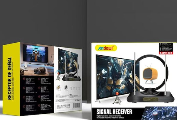 Andowl Εσωτερική Κεραία TV DVB-T/T2 με Τροφοδοτικό – Ισχυρή Λήψη & Εύκολη Εγκατάσταση