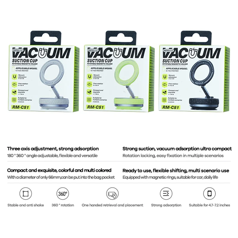 Μαγνητική Βάση Κινητού Remax με Βεντούζα και Περιστροφή 360°