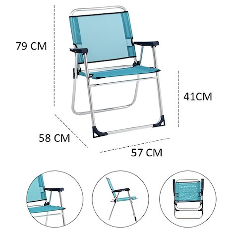 Πτυσσόμενη Καρέκλα Παραλίας Kmt Style 602800 Αλουμινίου Μπλε | Ελαφριά, Ανθεκτική 58x57x79cm για Camping & Θάλασσα