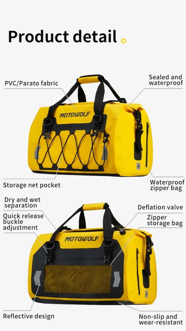 Στεγανός Σάκος 40L Ουράς Μοτοσυκλέτας Motowolf MB4 – Ευελιξία και Άνεση