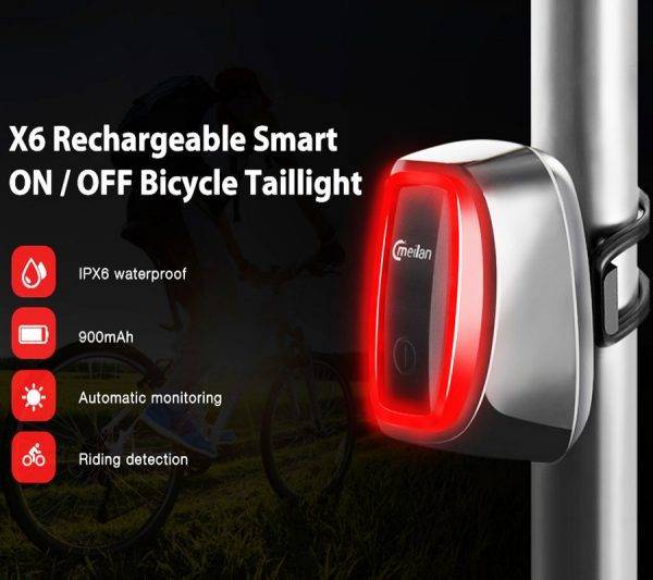 Επαναφορτιζόμενο Αδιάβροχο Οπίσθιο Led Φως Ποδηλάτου Meilan X6