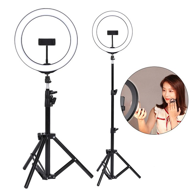 LED Φωτιστικό Ring Light Δαχτυλίδι RGB με Βάση Κινητού Τηλεφώνου & Τρίποδο 1.1μ - Puluz PKT3044 