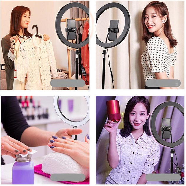 LED Φωτιστικό Ring Light Δαχτυλίδι RGB με Βάση Κινητού Τηλεφώνου & Τρίποδο 1.1μ - Puluz PKT3044 