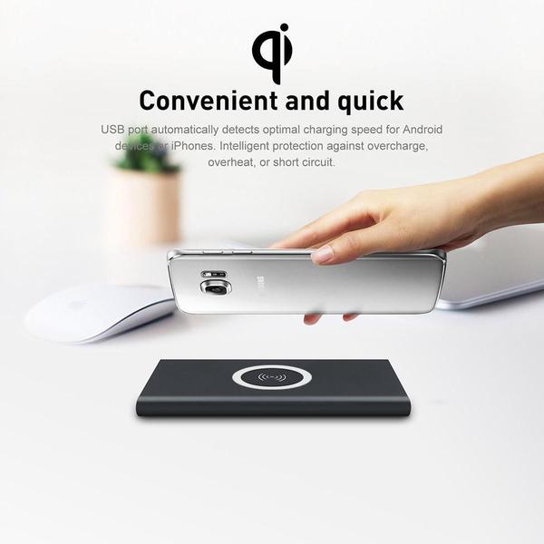 Ασύρματη Βάση Φόρτισης & Ασύρματο Power Bank 2 in 1 Quantum Pro Qi Wireless Charging 10.000mAh
