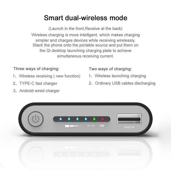 Ασύρματη Βάση Φόρτισης & Ασύρματο Power Bank 2 in 1 Quantum Pro Qi Wireless Charging 10.000mAh