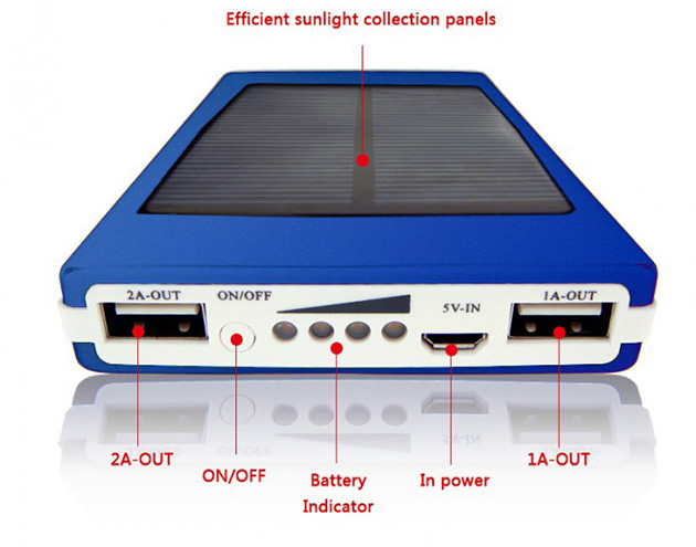Ηλιακή Μπαταρία Φορτιστής Υψηλής Ισχύος 2,1A - Solar Power Bank Eboot ES30000