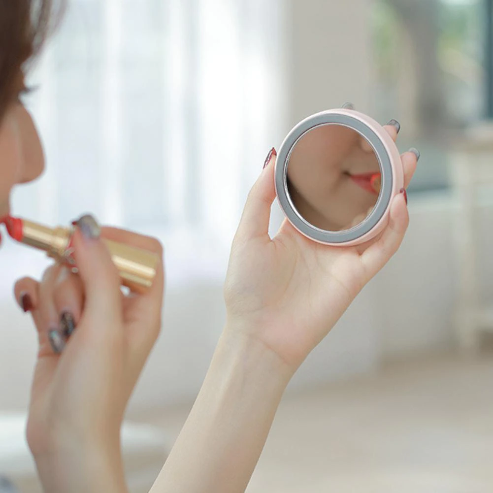 Μίνι USB Επαναφορτιζόμενος Φορητός Ανεμιστήρας με Βάση Καθρέφτη - Makeup Mirror Handheld Fan 