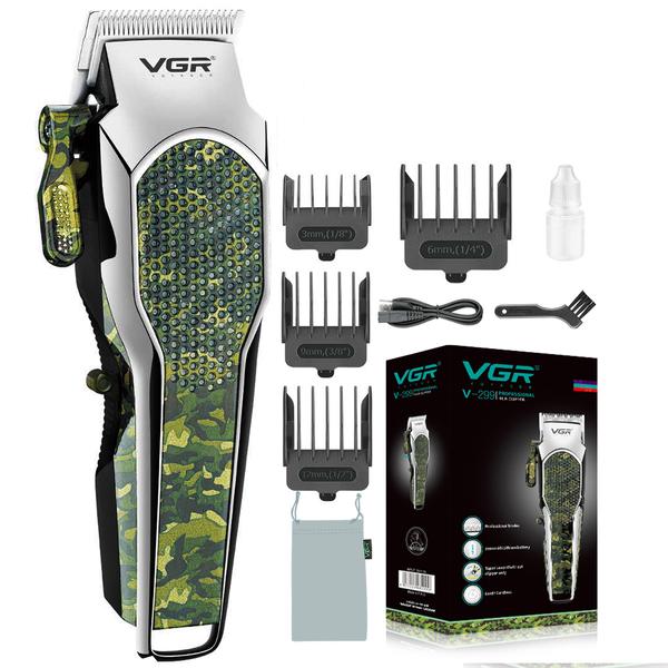 VGR® Επαγγελματική Επαναφορτιζόμενη Κουρευτική Μηχανή σε χρώμα Παραλλαγής Ρυθμιζόμενου Μήκους - Camuflage Hair Trimmer V-299