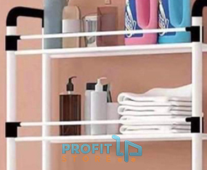 Μεταλλική Ραφιέρα Λεκάνης Τουαλέτας Μπάνιου με 3 Ράφια με Προστατευτικά Καγκελάκια & 5 Γαντζάκια για Πετσέτες - Πετσετοκρεμάστρα Συναργομολογούμενη - Toilet Rack Stainless Steel Λευκό