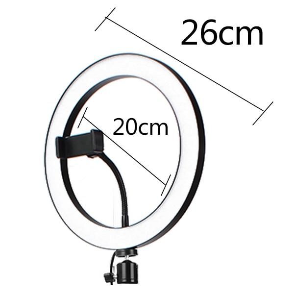 Επαγγελματικό Φωτογραφικό Φωτιστικό Δαχτυλίδι LED 26cm με Τρίποδο & Βάση Στήριξης Κινητού - Ring Light Lamp