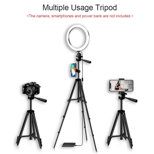 Φωτογραφικό Φωτιστικό Δαχτυλίδι LED 26cm με Πολυλειτουργικό Τρίποδο, 3 Χρώματα Φωτισμού, Dimmer, Βάση Στήριξης Κάμερας & Κινητού - Ring Light Lamp