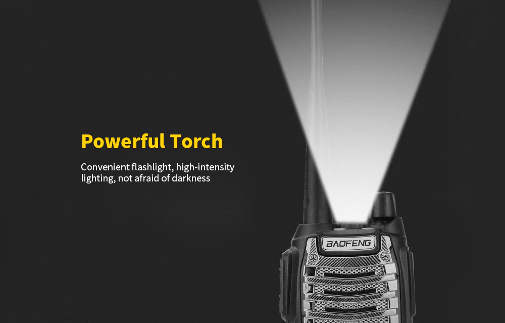 Ισχυρός Ασύρματος Φορητός Πομποδέκτης UHF VHF - Baofeng 8W 128 Κανάλια PMR Dual Band Long Range με Φακό LED Walkie Talkie
