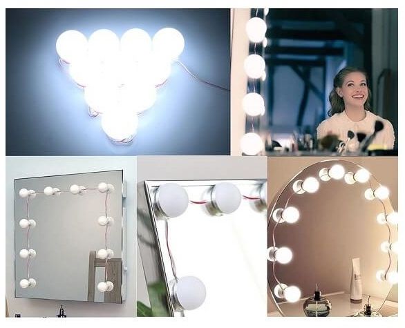 Εντυπωσιακός Led Αυτοκόλλητος Φωτισμός Τύπου Hollywood Για Καθρέπτη Μακιγιάζ Τουαλέτας με Ρυθμιζόμενο Φωτισμό