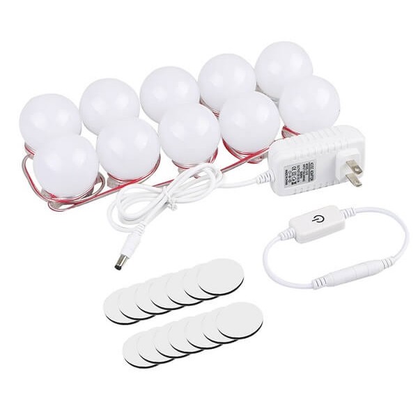 Εντυπωσιακός Led Αυτοκόλλητος Φωτισμός Τύπου Hollywood Για Καθρέπτη Μακιγιάζ Τουαλέτας με Ρυθμιζόμενο Φωτισμό