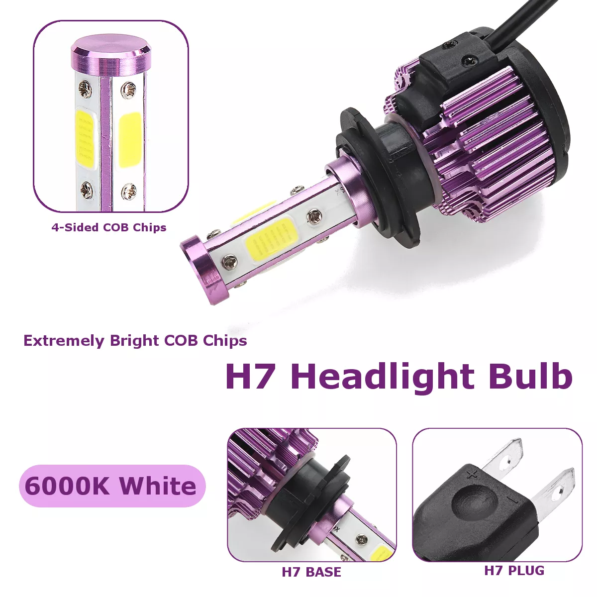 Τετράπλευρα Φώτα - Λαμπτήρες LED Αυτοκινήτου H7 12000LM (2 x 6000Lm) 120W (2 x 60w) 6000Κ - 4 Sides 360 Μοίρες