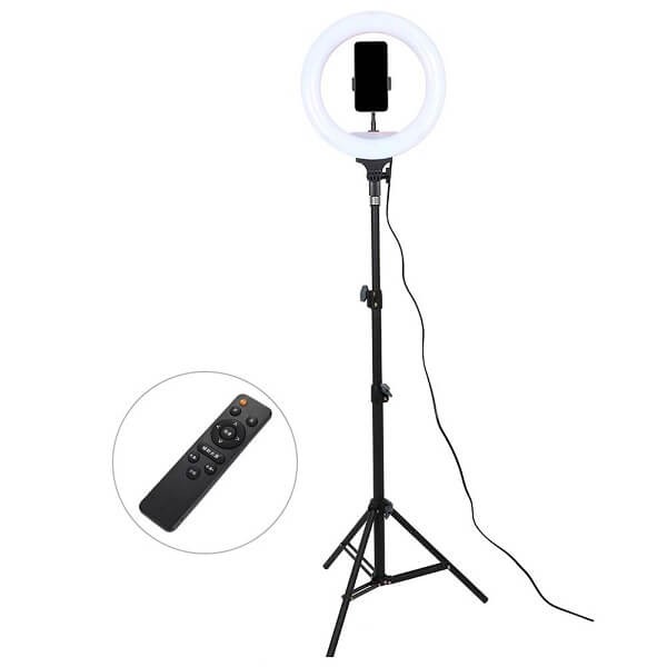 Επαγγελματικό Τηλεχειριζόμενο Φωτογραφικό Φωτιστικό Δαχτυλίδι 32cm Ring Lamp LED Light με 11 Χρώματα Φωτισμού, 11 Dimmer, Μεγάλο Τρίποδο & Βάση για Κάμερα ή Κινητό