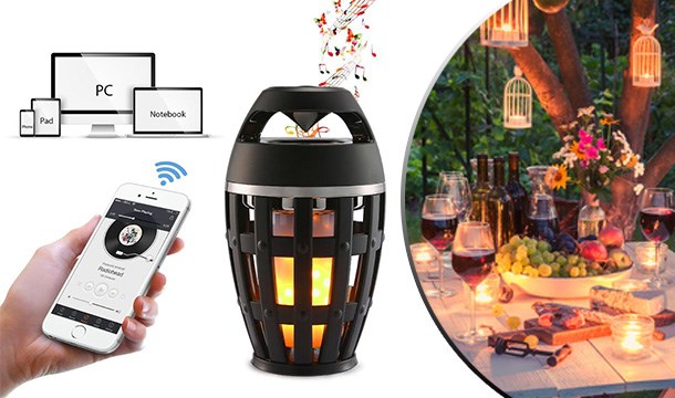 Νέο Ατμοσφαιρικό Ασύρματο Bluetooth Ηχείο & Φωτιστικό με Εφέ Φλόγας Κεριού - Multimedia Speaker, TF/MP3 Player