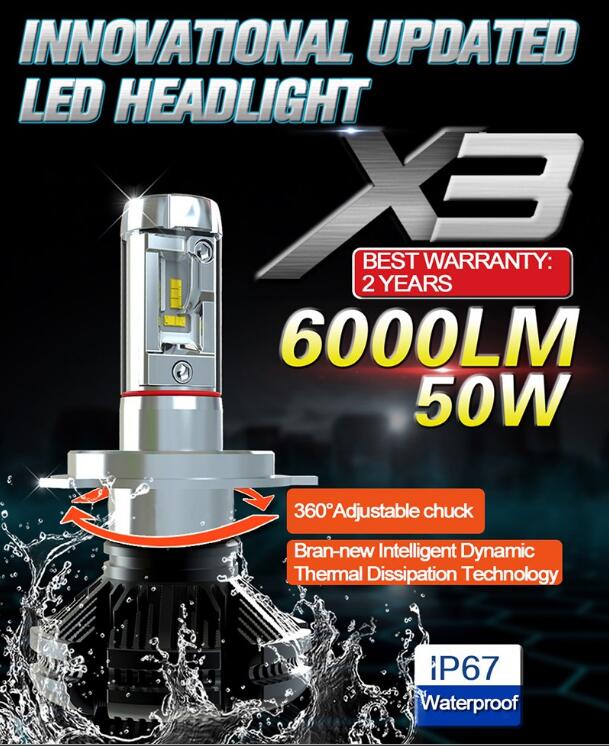 Φώτα Αυτοκινήτου LED COB 360ᵒ Η3 12000LM (2x6000) & 100W (2x50) με Φιλμ Χρώματος 3000K, 6500K, 8000K CAN BUS