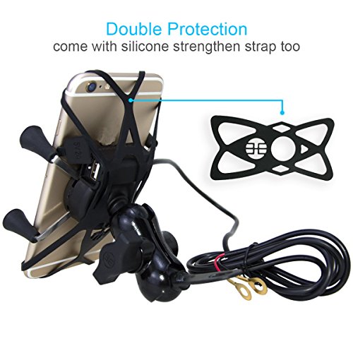 Μεταλλική Βάση Φορτιστής USB Κινητού Δαγκάνα με Spider Grip για Μηχανή & Ποδήλατο