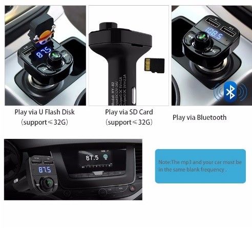 Bluetooth USB, SD MP3 Player & Φορτιστής 2x USB 1 & 2A Αυτοκινήτου - Car FM Transmitter