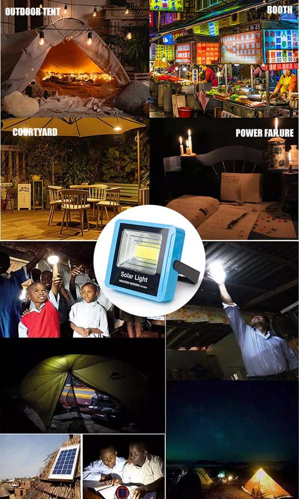 Μίνι Ηλιακό Σύστημα Φωτισμού LED 50W με Φωτοβολταϊκό Πάνελ & 3 Κρεμαστές Λάμπες 3W & Φορτιστής USB Power Bank - Holsten Bossen® Solar Camping Lights