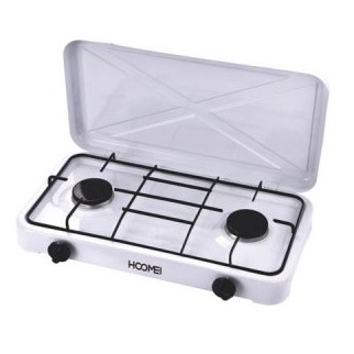 Hoomei® Διπλή Επιτραπέζια Εστία Υγραερίου με Χειροκίνητη Ανάφλεξη Λευκή HM-562T