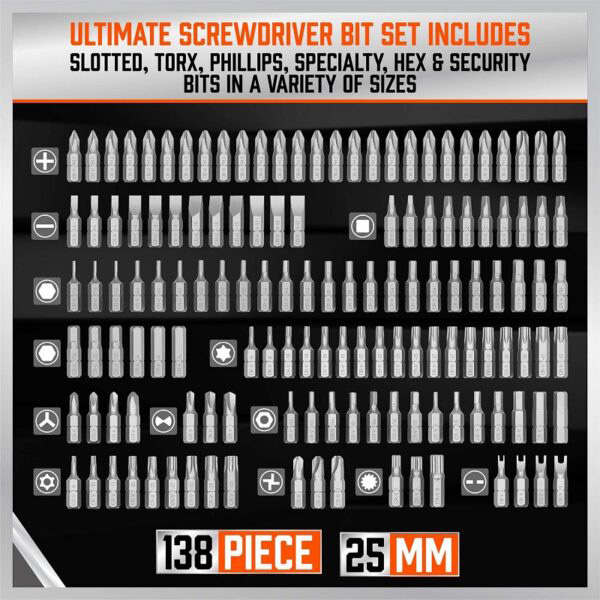 Βαλιτσάκι HORUSDY Σετ Μύτες Κατσαβιδιών 208τμχ. Κατασκευασμένη Μύτη Ασφαλείας από Ατσάλι Χρωμίου Βαναδίου