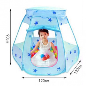 Pop-Up Εξαγωνική Παιδική Σκηνή με Αστέρια 120x120x90cm - Γαλάζια