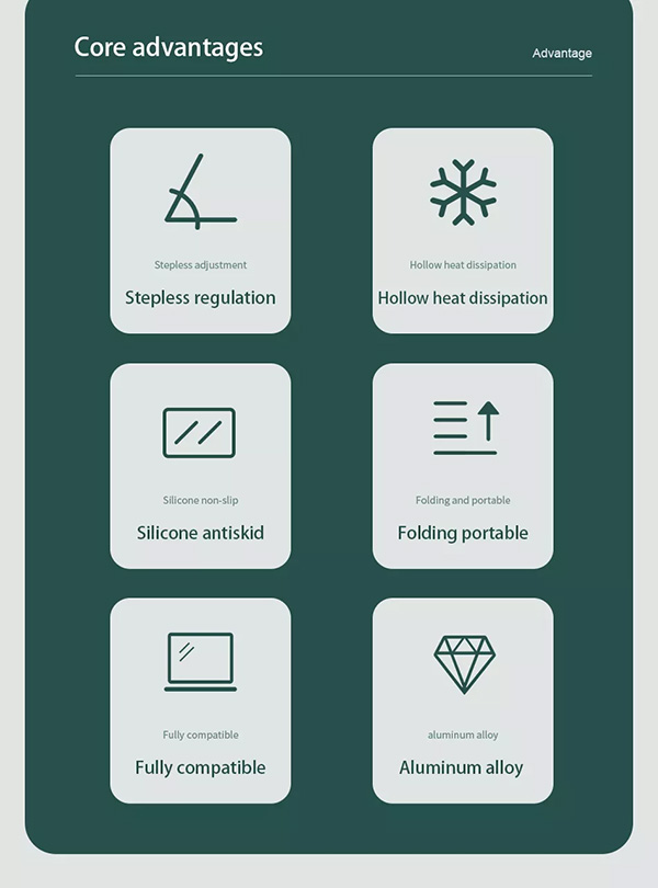 AWEI® Πτυσσόμενη Αναδιπλούμενη Αντιολισθητική Βάση Αλουμινίου για Λάπτοπ & Τάμπλετ με Διπλή Ρυθμιζόμενη Κλίση