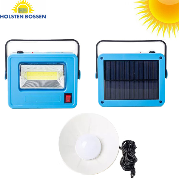 Μίνι Ηλιακό Σύστημα Φωτισμού LED 3W COB με Φωτοβολταϊκό Πάνελ & 1 Κρεμαστή Λάμπα 2W & Φορτιστής USB Power Bank - Holsten Bossen® Solar Camping Lights