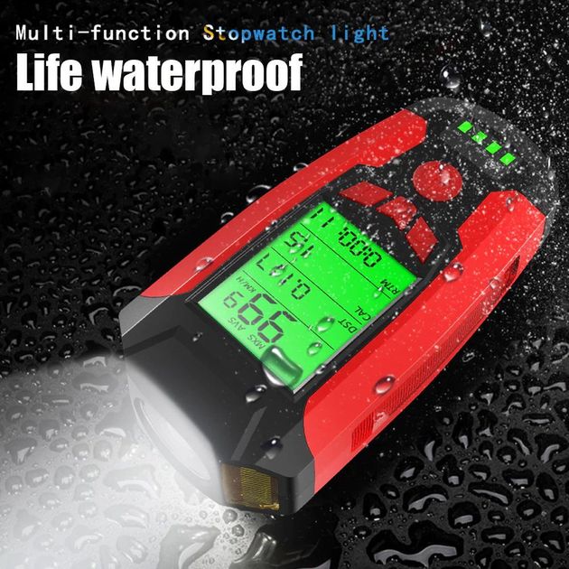 4 σε 1 Ταχύμετρο, Φακός LED 300Lm, Αποσπώμενη Κόρνα Ποδηλάτου & Συναγερμός 130dB με Οθόνη LCD, Αδιάβροχο με 5 Ρυθμίσεις Φωτισμού, Fog Lights - Μπλε OEM