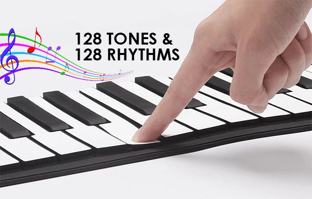 Ευλύγιστο Φορητό Roll-Up Midi Πιάνο Αρμόνιο Keyboard Αφής 61 Πλήκτρων που Τυλίγεται, με Ενσωματωμένο Ηχείο, 128 Ήχους & 128 Ρυθμούς Ευλύγιστο Φορητό Roll-Up Midi Πιάνο Αρμόνιο Keyboard Αφής 61 Πλήκτρων που Τυλίγεται, με Ενσωματωμένο Ηχείο, 128 Ήχους & 128 Ρυθμούς