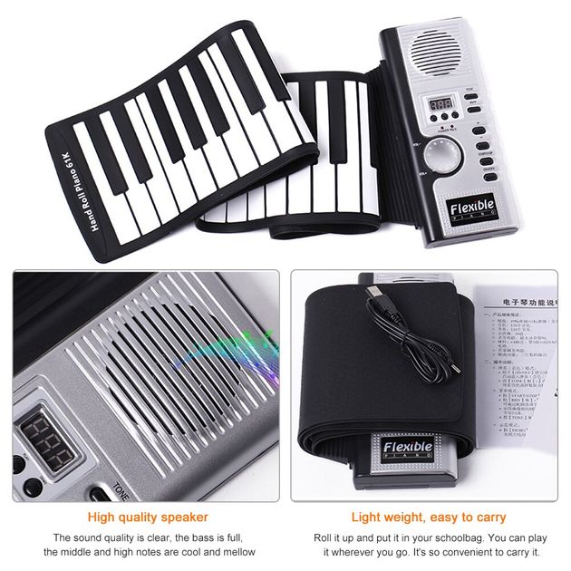 Ευλύγιστο Φορητό Roll-Up Midi Πιάνο Αρμόνιο Keyboard Αφής 61 Πλήκτρων που Τυλίγεται, με Ενσωματωμένο Ηχείο, 128 Ήχους & 128 Ρυθμούς Ευλύγιστο Φορητό Roll-Up Midi Πιάνο Αρμόνιο Keyboard Αφής 61 Πλήκτρων που Τυλίγεται, με Ενσωματωμένο Ηχείο, 128 Ήχους & 128 Ρυθμούς