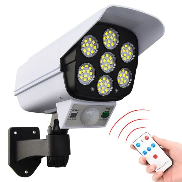 Mini Αδιάβροχο Ηλιακό 35 LED Φωτιστικό Δρόμου & Ομοίωμα Κάμερας Ασφαλείας με Φωτοκύτταρο, Αισθητήρα Κίνησης & Τηλεχειριστήριο - Μαύρο