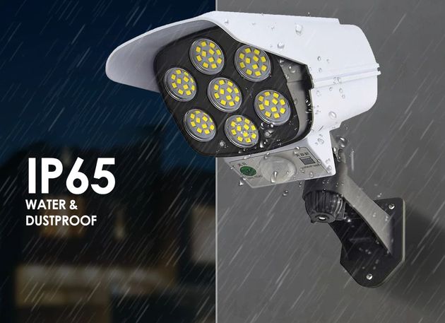 Mini Αδιάβροχο Ηλιακό 35 LED Φωτιστικό Δρόμου & Ομοίωμα Κάμερας Ασφαλείας με Φωτοκύτταρο, Αισθητήρα Κίνησης & Τηλεχειριστήριο - Μαύρο